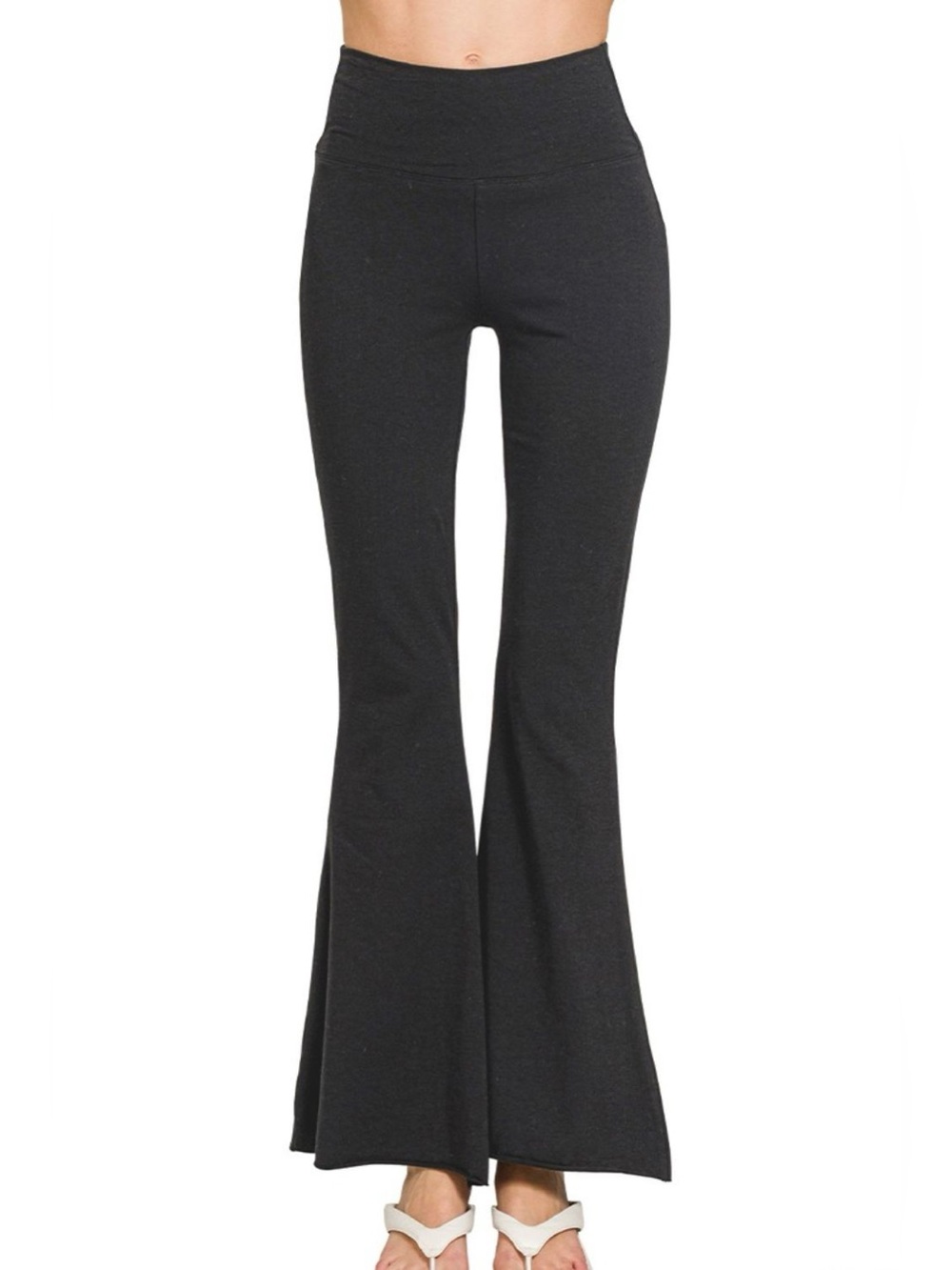 Zenana Raw Edge Hem Flare Yoga Pants